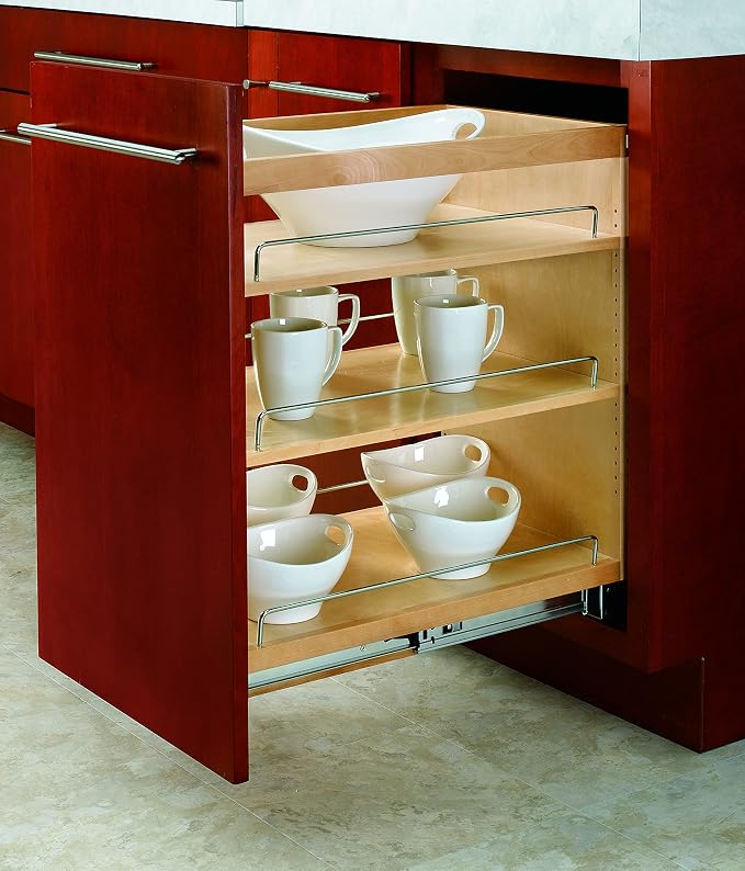 Rev-A-Shelf 14" Pullout Kitchen Cabinet Storage Organizer Slide Out Pantry Spice Rack with Adjustable Shelves for 14.5" W Cabinet Opening, 448-BC-14C - Image 5