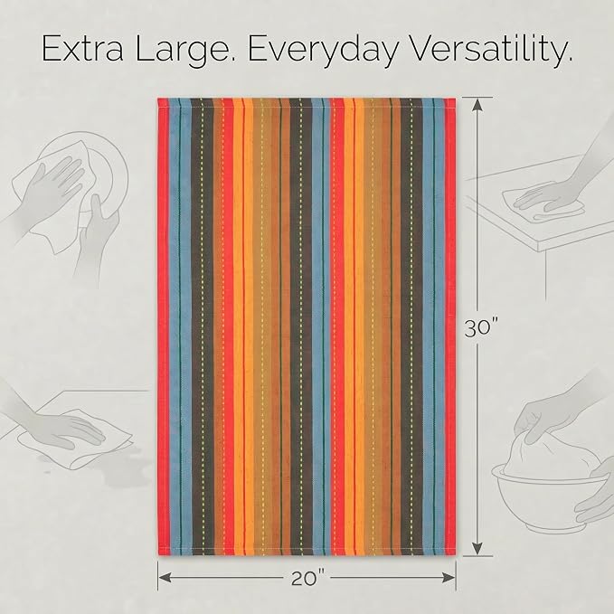 Urban Villa Kitchen Towels Cotton Dish Towels 20”x30” (Set of 6) Red Multi - Image 3