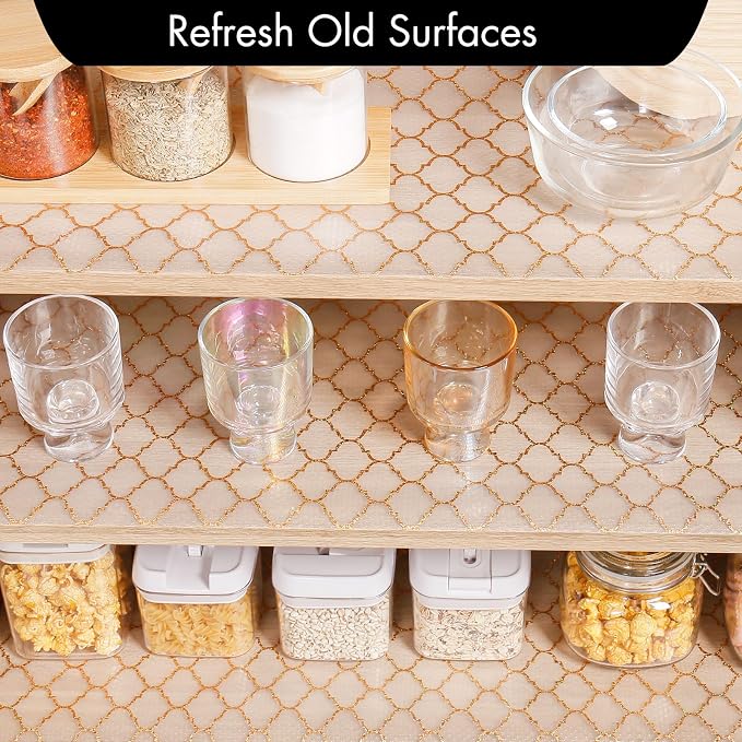 Cooyes Shelf and Drawer Liners for Kitchen Cabinets, Non Adhesive Cabinet Liner, EVA Waterproof Durable Non-Slip Drawer Mats for Shelves, Fridge, Storage, Kitchen Cupboards – Modern Pattern - Image 2