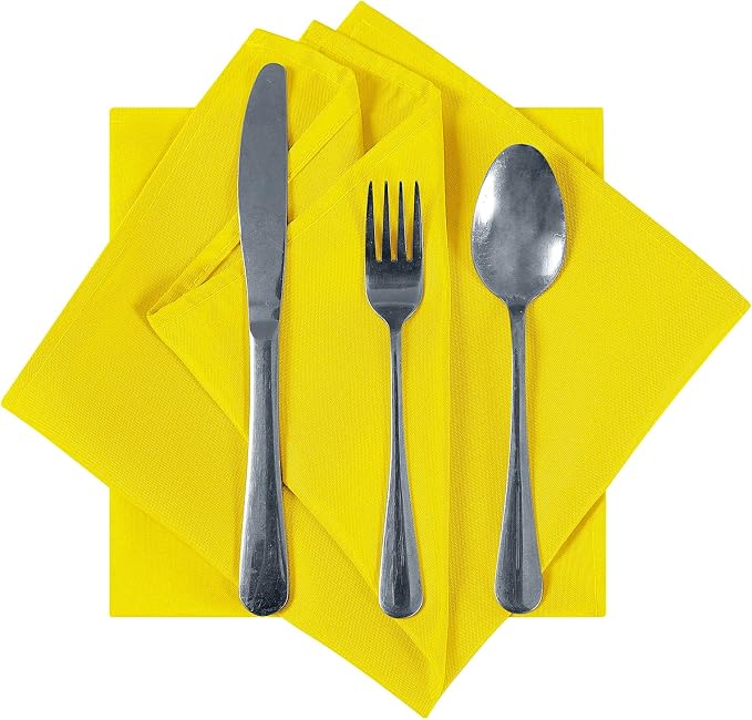 Cloth Napkins 20x20 inch Washable Polyester Dinner Napkins Soft Table Napkins for Wedding Party Dining Banquet(Yellow,25PCS) - Image 3