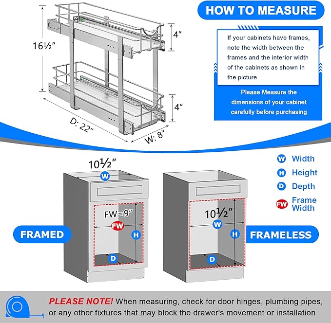 WelFurGeer 2-Tier Kitchen Cabinet Pullout Shelf and Drawer Organizer, Soft Close Pantry Pull Out Shelves, Heavy Duty Pull Out Cabinet Organizer with Shelf Liner for Kitchen Cabinets, Pantry Storage - Image 3