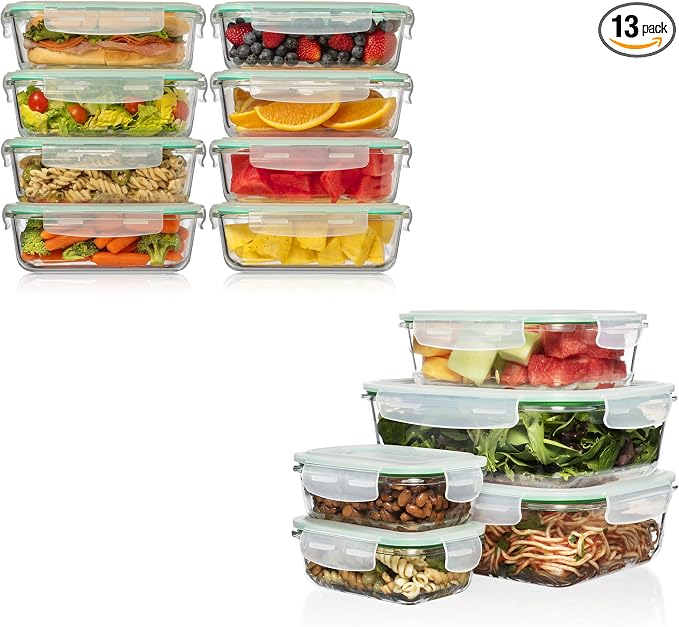 Premium Glass Food Storage Meal Prep Container Combo (13 containers) by FusionGourmet