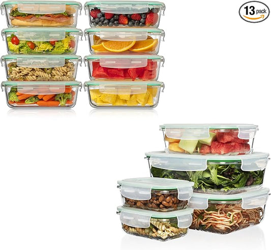 Premium Glass Food Storage Meal Prep Container Combo (13 containers) by FusionGourmet