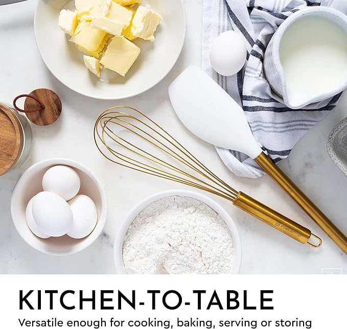 Styled Settings White and Gold Kitchen Utensils Set with Holder, 7-Piece | Silicone Cooking Tools with Gold Utensil Holder - Luxury Kitchen Accessories for Stylish Cooking and Serving - Image 4
