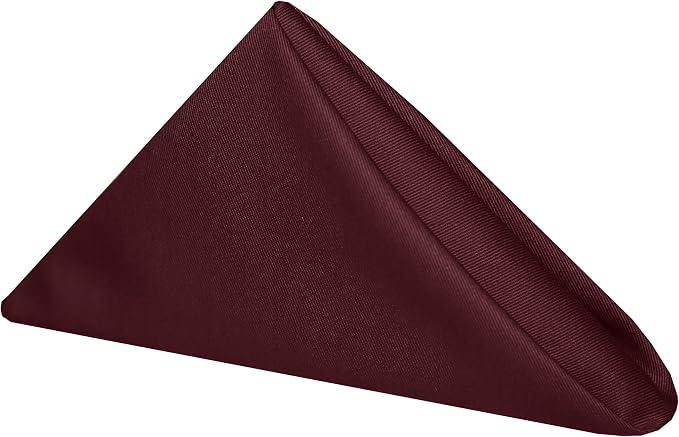 17x17-Inch Square Twill Cloth Napkins, Burgundy, Set of 24 | Bulk Case of 2 Dozen, Poly-Cotton, 50% Cotton / 50% Polyester Fabric, Diagonal Twill Weave, Soft Cotton Hand, Red by UltimateTextile