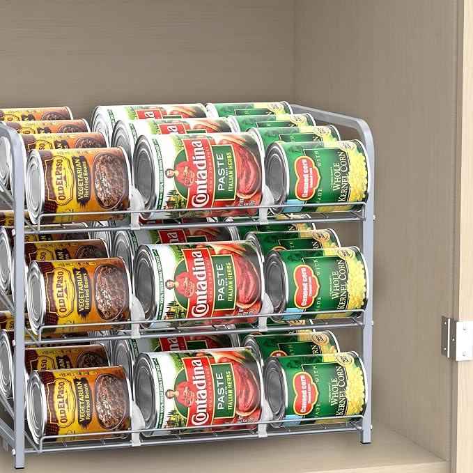 BTY Can Organizer for Pantry Stackable 2 Pack, Can Storage Organizer Rack Stacking Can Dispensers Small Space Holds up to 36 Cans for Pantry, Kitchen, Cabinet- Silver - Image 6