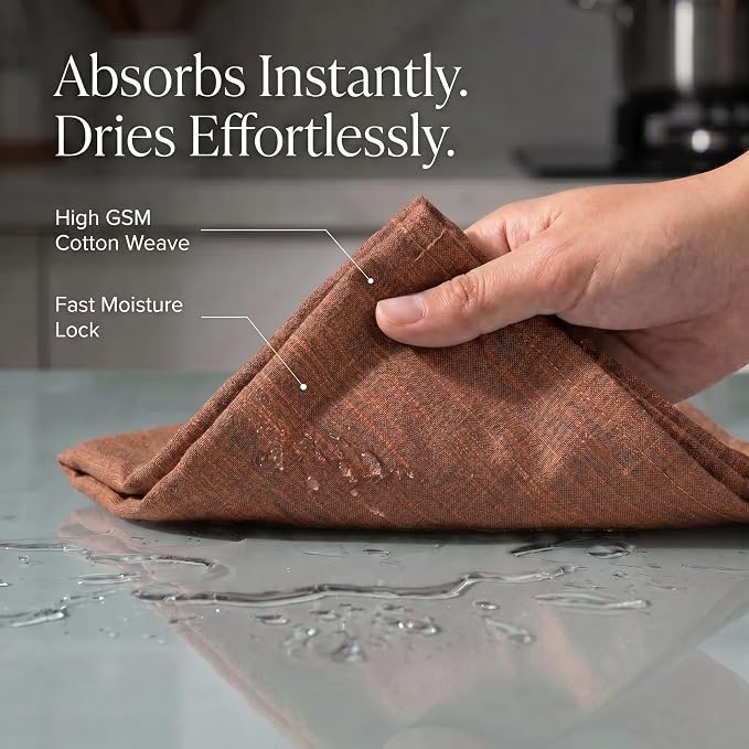 Urban Villa Kitchen Towels Cotton Dish Towels 20”x30” (Set of 6) Blk/Orange - Image 2