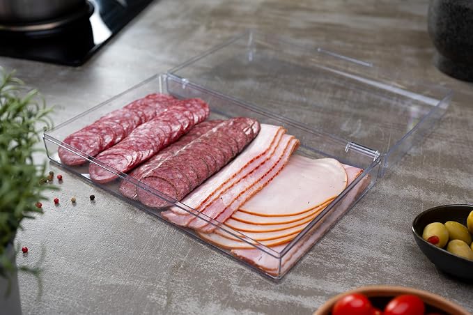 Pikanty Large Deli Meat Container for Refrigerator — Holds 3 Packs of Bacon, Cold Cuts, Sliced Cheese, Ham, Turkey or Salami, Airtight Hinged Lid, Dishwasher and Freezer Safe, Made in USA - Image 4