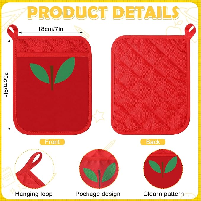 Yaomiao 24 Pcs End of Year Teacher Gifts Appreciation Pot Holders with Silicone Spatula Gifts Set Wooden Handles Pot Holders Thank You Teacher Kitchen Utensils Baking School Party Favor - Image 3