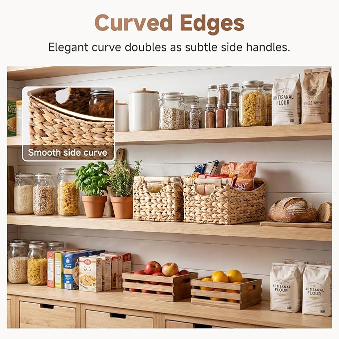 StorageWorks Wicker Baskets with Handles, Woven Baskets for Storage, 2-Pack | Water Hyacinth Storage Baskets for Organizing, Pantry Storage Bins, Baskets for Pantry, Wicker Storage Basket, 13" x 8¼" x 7" - Image 3