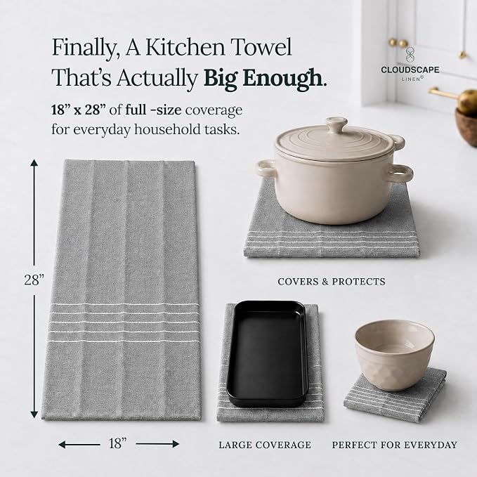 CSL Kitchen Towels Cotton, Pack of 6, Absorbent Dish Towel, 18x28 -AIG - Image 4