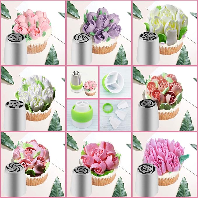 NANASO 20 PCS Stainless Steel Russian Piping Nozzles Set, Silver, Icing-tips for Cakes Cookies Decoration - Image 3
