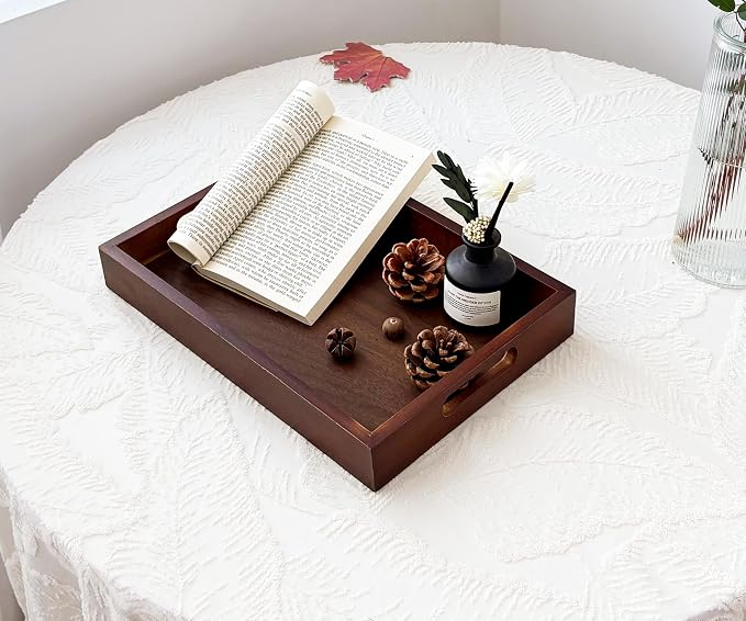 3 Pack Serving Tray with Handles - 11.4" Bamboo Tray | Multi-Purpose Tray for Kitchen, Coffee Table & Ottoman - Decorative & Food Tray for Organizing, Serving and Entertaining - Image 5