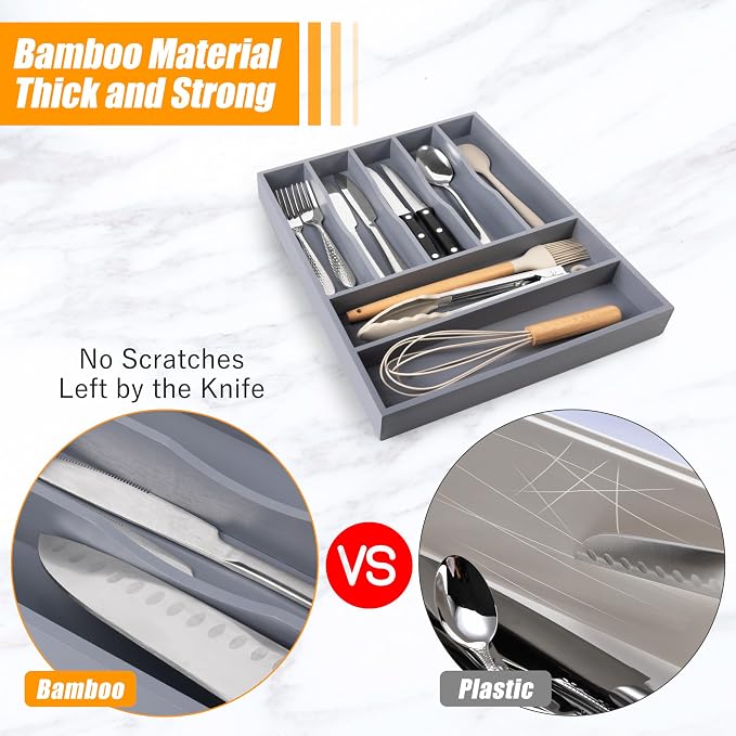 Kitchen Silverware Drawer Organizer and Storage Organizador Small De Cucharas y Tenedores Cubiertos Para Gavetas Cocina Para Gabinete Cajones Cocina Cajones Cocina Para Gabinete Hogar y Cocina Ofertas - Image 4