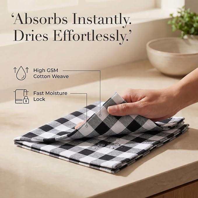Urban Villa Cloth Napkins Cotton 20x20 (Set of 12) Black Cheks - Image 3