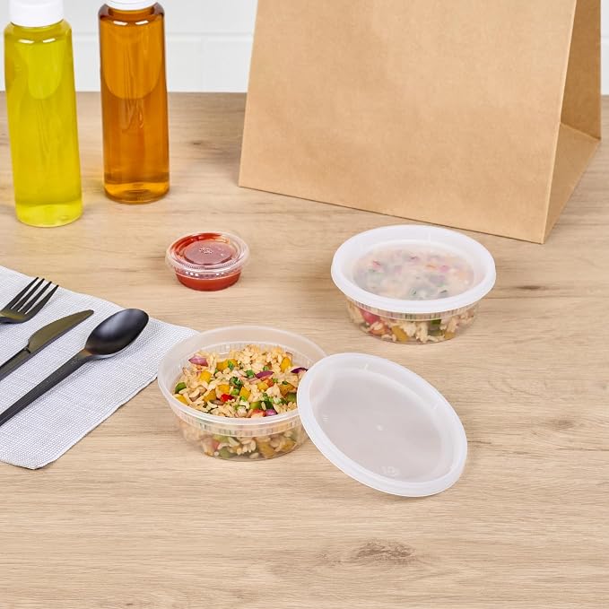 Restaurantware-Asporto 8 Ounce To Go Boxes, 25 Microwavable Round Soup Containers - Clear Plastic Lids Included, Do Not Contain BPA, Clear Plastic Catering Food Containers, Disposable - Image 4
