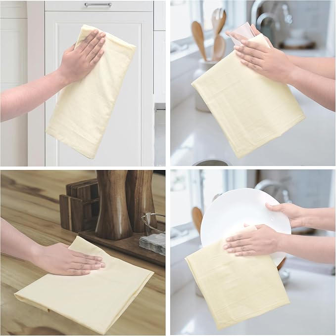 Urban Villa Kitchen Towels Cotton Dish Towels 27”x27” (Set of 12) Ivory - Image 2