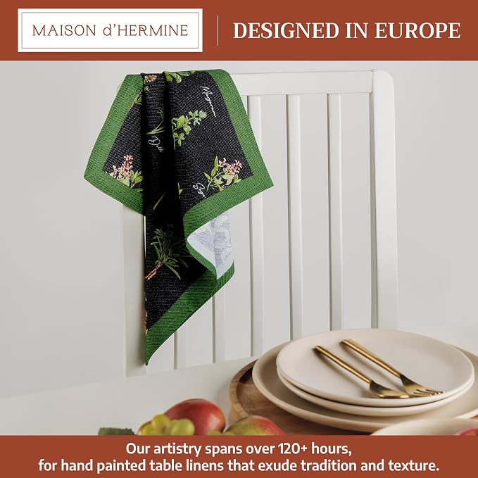 Maison d' Hermine Cloth Napkins Set of 4 Reusable 100% Cotton (18" x 18") | Everyday Square Napkins Cloth Washable Dinner Party Wedding Restaurant Hotel Kitchen Spring Summer - Fresh Herbs - Image 2