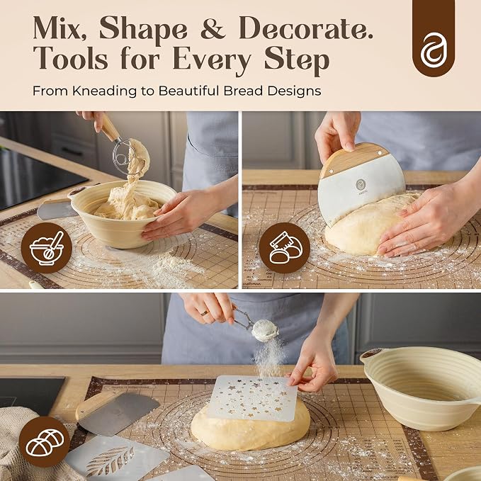 Sourdough Starter Kit with Dutch Oven and Scale - Complete Sourdough Kit with Proofing Baskets, 34oz Jar, Slings, and Other Premium Bread Making Tools - Perfect Baking Gifts for Women, Men, and Bakers - Image 4