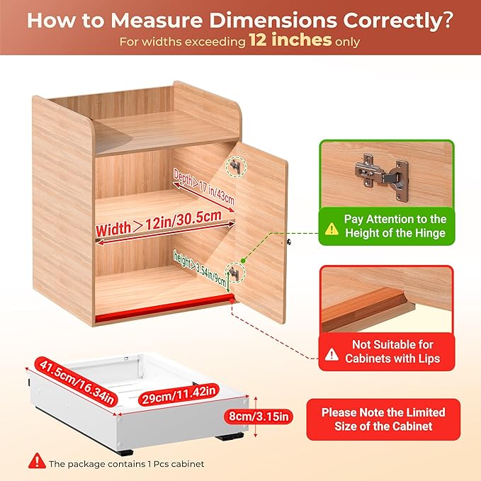 1 Pcs Pull Out Cabinet Organizers, Width (12"-19") and Depth (17"-23") Expandable With 3 Slides, No Drill Slide out Drawers Adhesive Film or Nail Cabinets Without Lip in Kitchen, Bathroom - Image 2