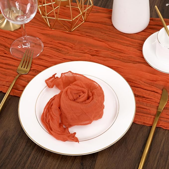 fani 100 Pack Gauze Cheesecloth Napkins, 20 x 20 in, Burnt Orange | Wrinkled Table Napkins, Soft Cotton, Rustic Decorative, Weddings, Party, Dinner Table, Everyday Use - Image 8