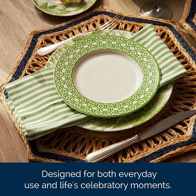 Pinstripe Green Dinner Napkins Set of 4 | 100% Cotton Cloth Set for Entertaining or Everyday Table | Perfect for Wedding, Birthday, Christmas Green and White, 22 Inch Square - Image 6