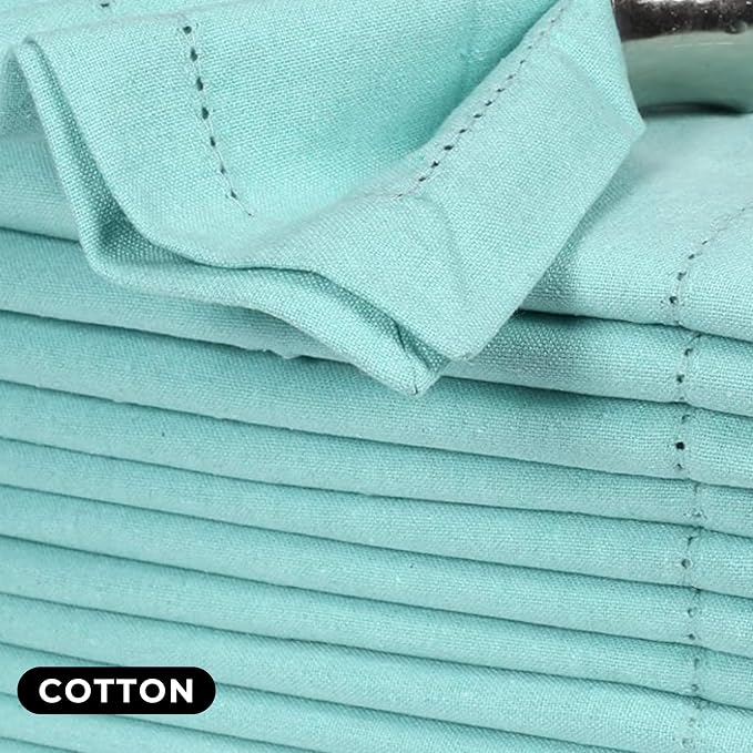 Bedding Craft Cotton Cloth Dinner Napkins Set of 12 – 18x18 Aqua with Hemstitched Mitered Corners – Reusable Machine Washable Napkins for Weddings, Parties & Table Decorations - Image 3
