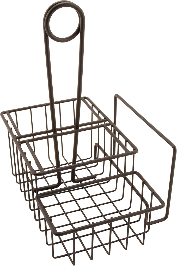 G.E.T. 4-31698 Black Metal Three Compartment Condiment Caddy with Menu Iron Powder Coated Table Caddies Collection | 3 compartments, Easy transport, Restaurant service, Great for Menus, Table Numbers, Buffet Labels and Counter Displays - Image 6