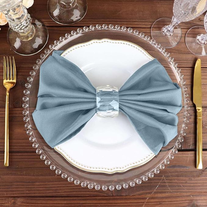 Efavormart Premium Cloth Napkins Set of 100, 20x20 Inch Dusty Blue Violet Seamless Dinner Napkins, Washable Linen Table Napkin Cloth with Hemmed Edges for Weddings, Party and Banquet - Image 7
