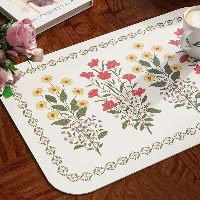 Vinyl Waterproof Placemats Set of 6 Rectangular,12"*17"-Bertina C | Wipeable Beautiful Print Place Mats,Stain Resistant,Heat Resistant,Everyday Meals,Kitchen,Dinning,Holiday,Decor - Image 4
