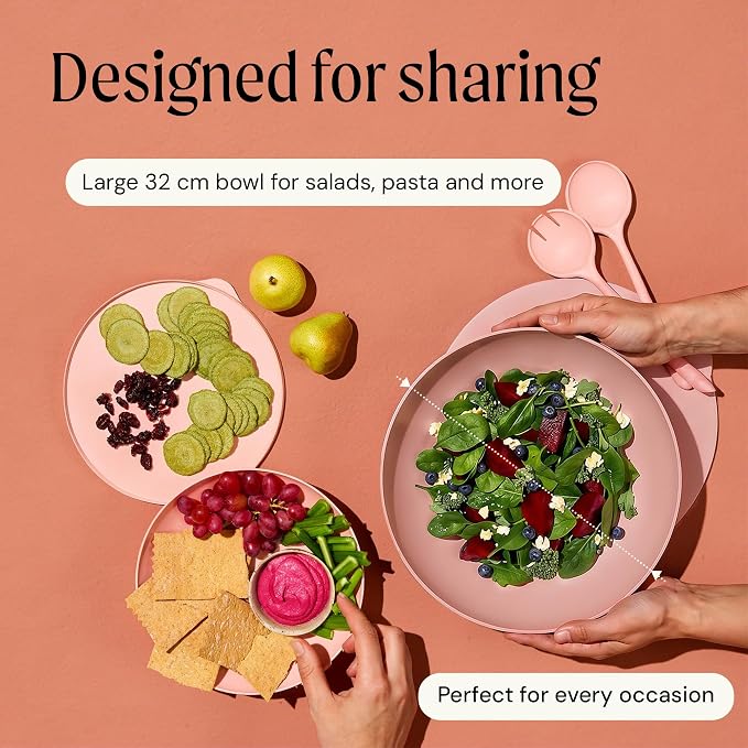 Large Serving Bowl with Lid - Certified Recycled Food-Safe Plastic, BPA-Free, Dishwasher, Microwave, Fridge and Freezer Safe | 4.96qt | Guava - Image 4