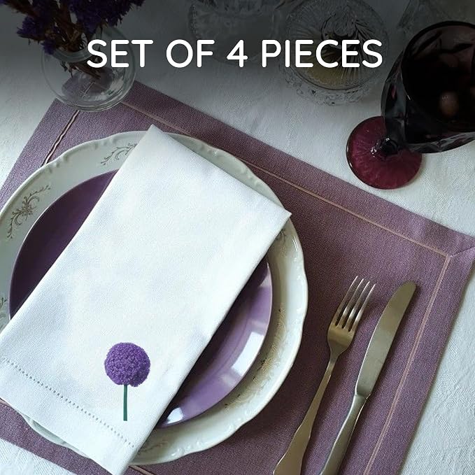 Cloth Tea Napkins Set of 4, Floral Print Cloth Napkins, Minimal Reusable Cotton Table Napkins for Dinner, Weddings, Parties, Coffee and Cocktail Settings, 20x20 Inches (Dandelion) - Image 2