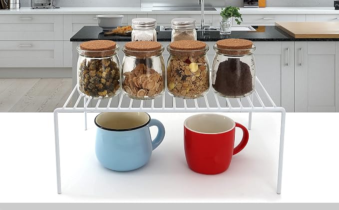 Redrubbit Large (15.7 x 9.4 Inch) Cabinet Storage Shelf Rack, Set of 6, Rustproof, Minimalist, White, Metal Steel, 6 Shelves, Kitchen, Bathroom, Bedroom, Freestanding, No Assembly Required - Image 5