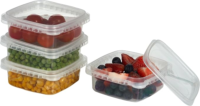 Decony Plastic Deli Containers with Lids 8 Oz- 25 Pack Square Clear Plastic Containers- Tamper-Proof BPA-Free Take Away Food Containers- Space Saver, Airtight, Freezer Safe Meal Prep Containers - Image 2