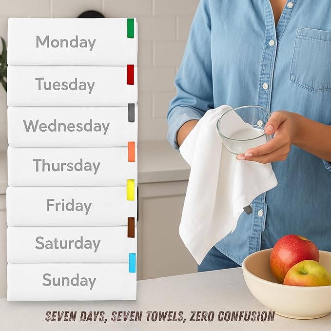 Flour Sack Towels| Tea Towel for Crafts| Kitchen Towels Cotton Blank Towel for Embroidery Baking Bread Proofing Linen Cover | Super Absorbent Dish Towels with Color Hanging Loops 7 Pack 28"x28" White - Image 7