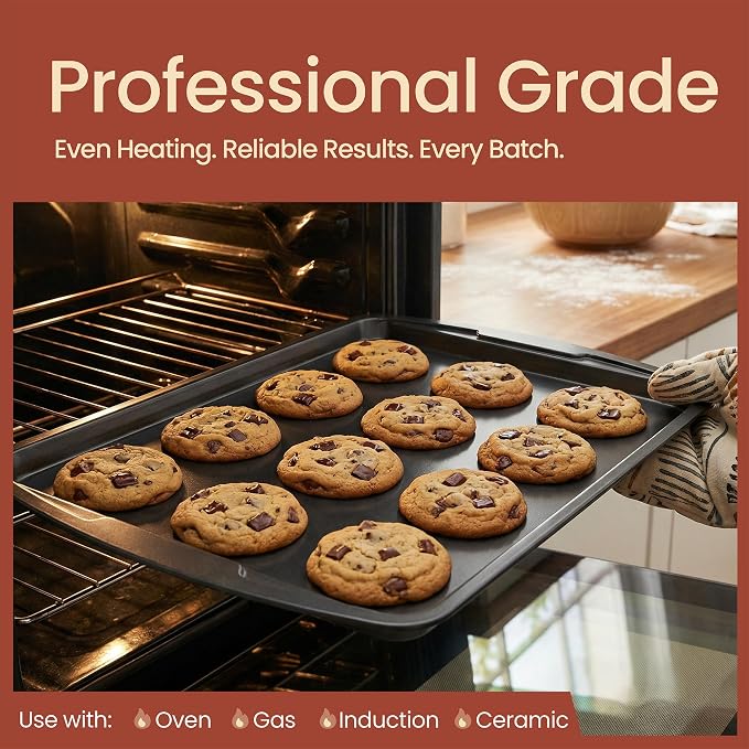 Gray 10-Piece Bakeware Sets, Nonstick Carbon Steel Baking Sheet & Pans, Stackable Space-Saving Bakeware, Dishwasher Safe, Stain-resistant, PFOAPFOSPTFE Free, Oven Safe Up To 450°F (230°C) - Image 3