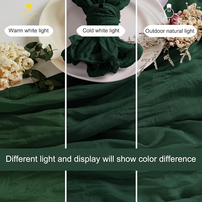 LZY 120 Pack Gauze Cheesecloth Napkins 20x20 Inch Dinner Cloth Napkins, Soft Boho Table Napkins Rustic Wrinkled Cheese Cloth Napkins Bulk for Wedding Party Baby Shower Event Decor (Emerald Green) - Image 3
