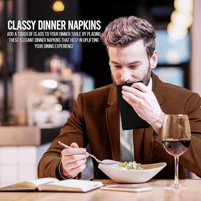 Bulk 144-Pack Hotel Cloth Napkins, 20" x 20", Wrinkle Resistant, Black | High Volume Collection for Restaurants, Catering & Event Venues, Washable & Reusable - Image 9