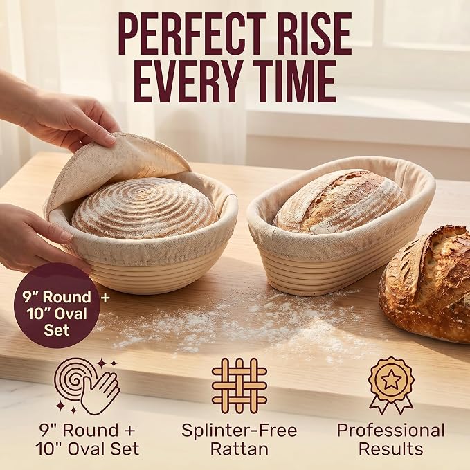 Sourdough Starter kit Round Oval Splinter Free Banneton Baskets 900ml Sourdough Starter Jar All Essential Sourdough Bread Baking Supplies and Sourdough Tools Suitable for Making a Variety of Breads - Image 5