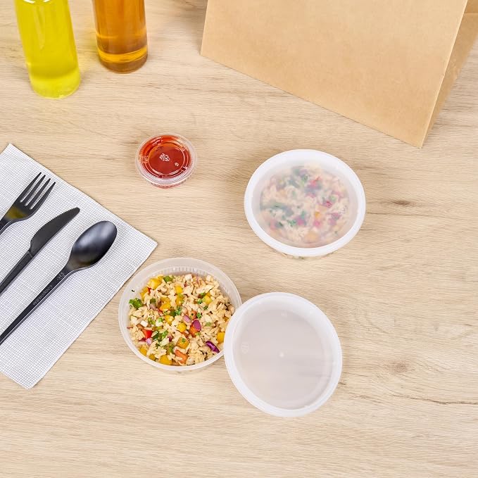 Restaurantware-Asporto 8 Ounce To Go Boxes, 25 Microwavable Round Soup Containers - Clear Plastic Lids Included, Do Not Contain BPA, Clear Plastic Catering Food Containers, Disposable - Image 6