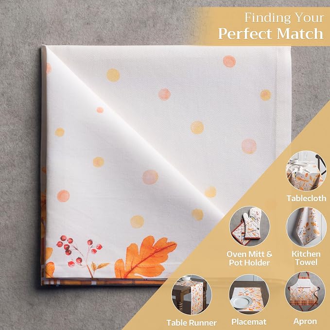 Maison d' Hermine Cloth Napkins Set of 4 Reusable 100% Cotton (20" x 20") | Everyday Square Napkins Cloth Washable Dinner Wedding Restaurant Hotel Kitchen Thanksgiving Christmas - Oak Leaves - Image 5