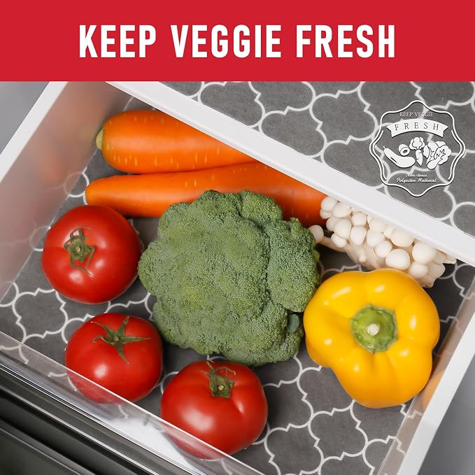 Cooyes French Door Refrigerator Liners 24" x 240", Absorbent Strong Grip Fridge Mats Machine Washable, Non-Adhesive Refrigerator Shelf Liner for Fridge Bins & Kitchen Cabinets, Gray - Image 4