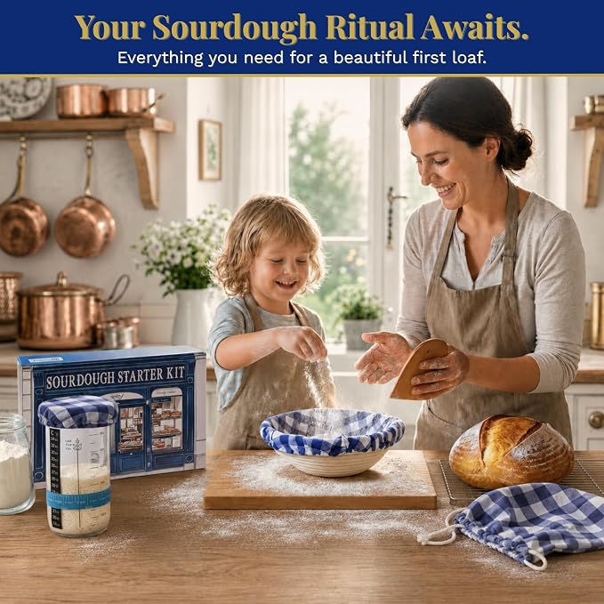Sourdough Starter Kit for Beginners with Beginner Guide & 100 Recipes - Sourdough Bread Baking Supplies and Tools, Homemade Bread Gift Set and Sour Dough Accessories for Bakers - Image 4