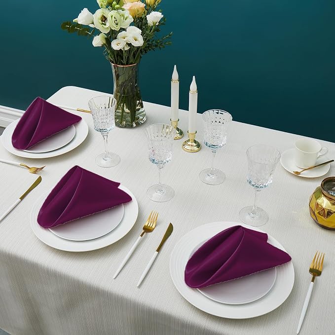 MDS® Pack of 150 Satin Napkins 12 x 12 Inch, Soft Silky Reusable Cloth Dinner Table Napkins for Wedding Décor, Reception, Birthday, Parties, Banquets, Catering, Restaurants & Hotel - Eggplant - Image 2