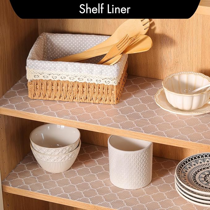 Cooyes Shelf Liner for Kitchen Cabinets – Non-Adhesive Waterproof Drawer Liner – Durable EVA Material Easy-to-Cut Shelf Paper for Refrigerator, Cupboard, Dresser with Modern Pattern - Image 4