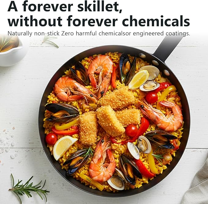 Coating-Free Carbon Steel Pan, Durable 10 Inch Nitrided Frying Pan, Oven Broiler Safe 660F and Induction Compatible, PFOA Free - Image 3