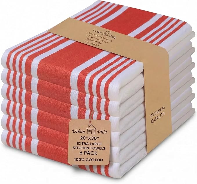 Urban Villa Kitchen Towels Cotton Dish Towels 20”x30” (Set of 6) Chillired by CottonTrends