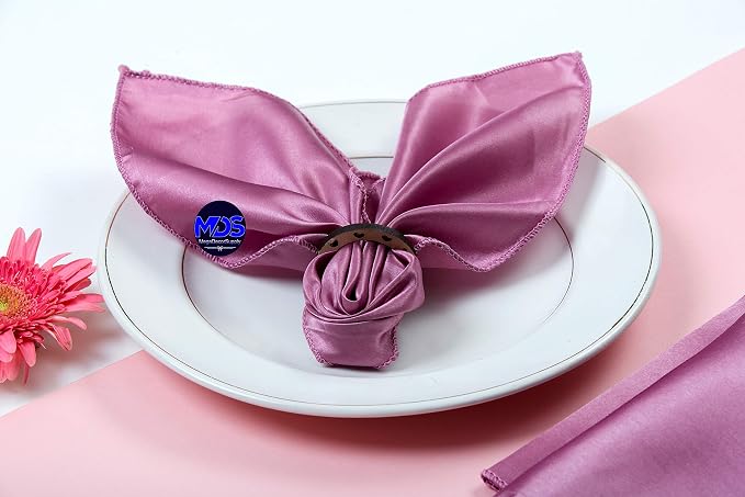 Set of 100 PCS Satin Napkin 12x12 Inch Square, Dinner Table Napkins for Wedding, Bulk Silky Sateen Cloth Napkins for Restaurant Banquet Graduation Birthday Party Decoration - Dusty Pink - Image 6