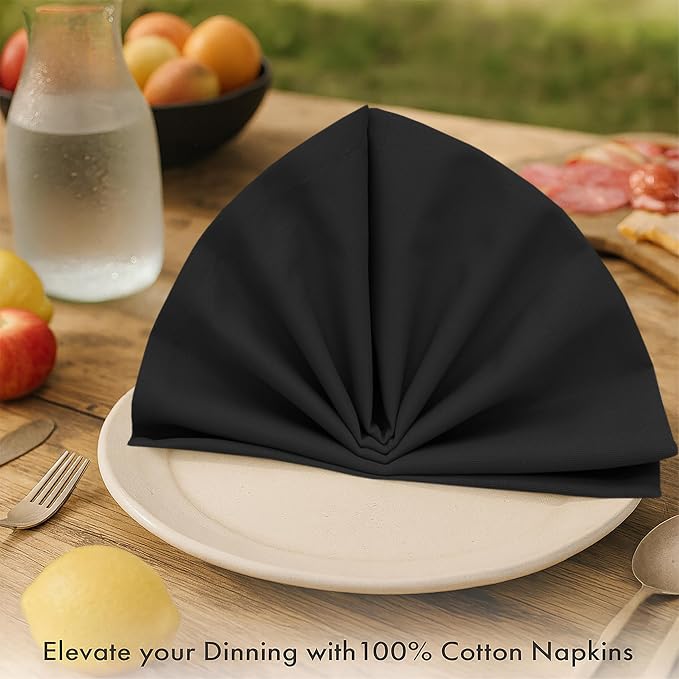 Ruvanti Cloth Napkins Set of 6, 100% Cotton High GSM 18x18 Inches Soft, Washable, Highly Durable & Absorbent, Perfect for Parties, Christmas, Thanksgiving Dinners – Black Beauty - Image 2