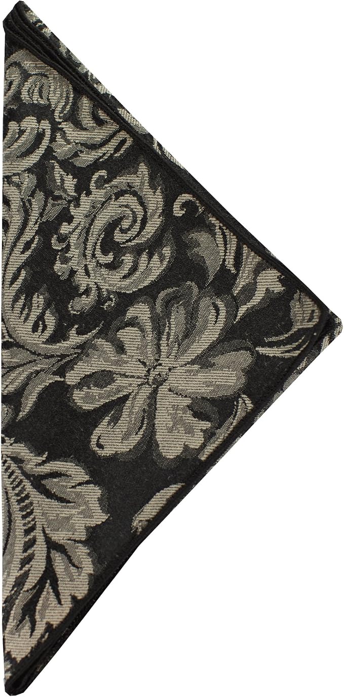 17x17-Inch Square Damask Cloth Napkins, Black, Set of 24 | Bulk Case of 2 Dozen, Miranda Jacquard, 50% Cotton / 50% Polyester Fabric, Woven Damask Pattern, Soft Hand, Machine Washable by UltimateTextile